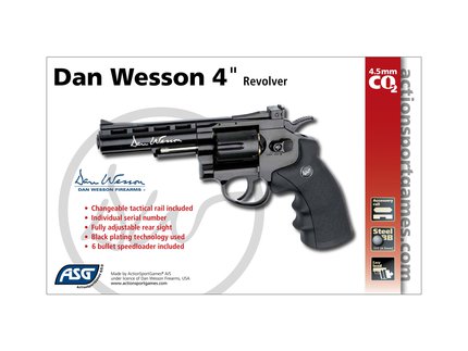 Dan Wesson 4in Gloss Black Revolver .177 metal BB